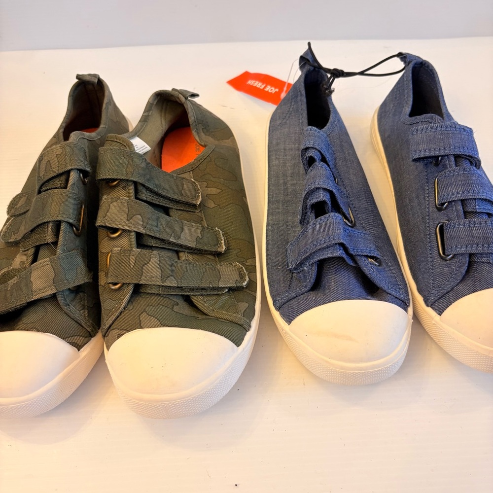 JOE FRESH Kids Camouflage and Denim Velcro Close Sneakers - Size 5 & 6